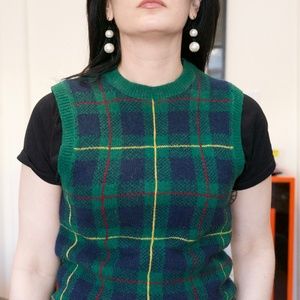 Vintage 80's Sweater Vest wool green Sz. S grunge